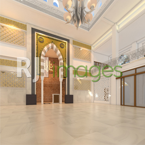 Desain Interior Masjid tidak menggunakan ornamen yang ramai atau berlebihan Desain Interior Masjid